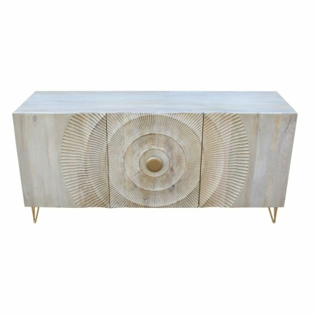 Dientafel DKD Home Decor 160 x 45 x 75 cm Gouden Metaal Wit Mangohout