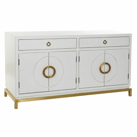 Dientafel DKD Home Decor Kamakura Wit Gouden Metaal Populier 150 x 50 x 80 cm (150 x 50 x 80 cm)