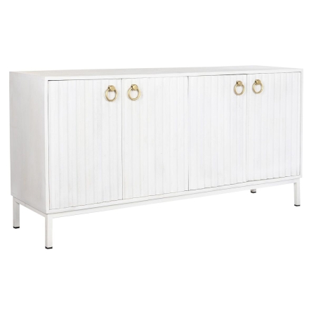 Dientafel DKD Home Decor Metaal Wit Mangohout (152 x 40 x 77 cm)