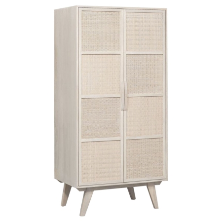 Dientafel Home ESPRIT Wit Rotan Mangohout 87 x 55 x 178 cm