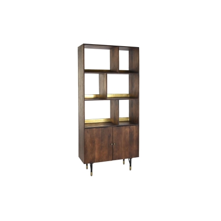 Planken DKD Home Decor Zwart Gouden Metaal Donkerbruin Mangohout 4 Planken (90 x 35 x 200 cm)
