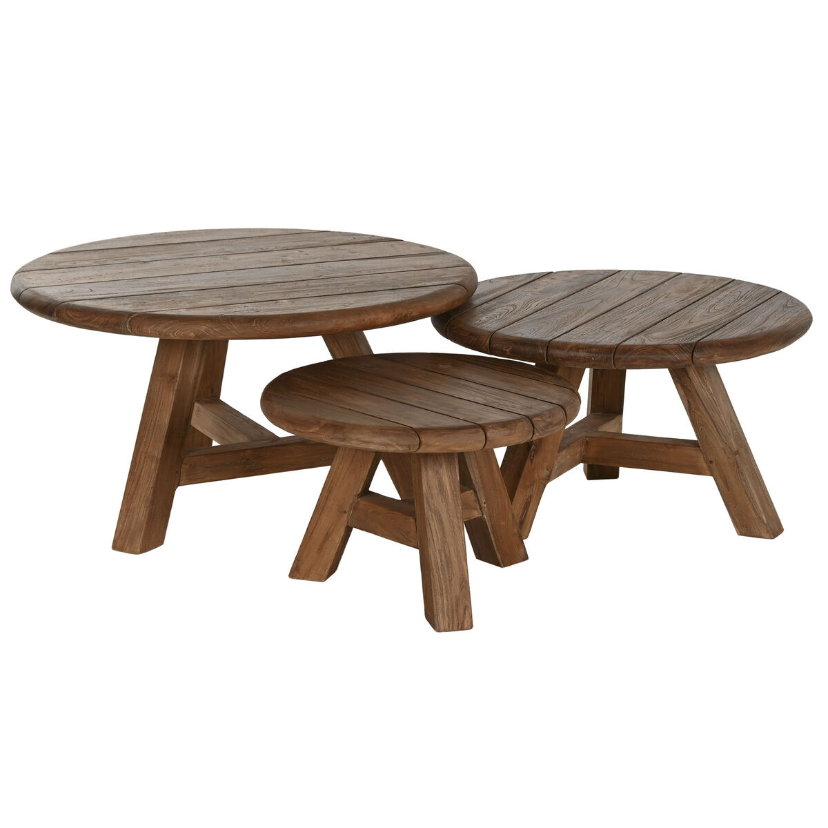 Set van 3 tafels Home ESPRIT Teakhout 80 x 80 x 43 cm - Afbeelding 2