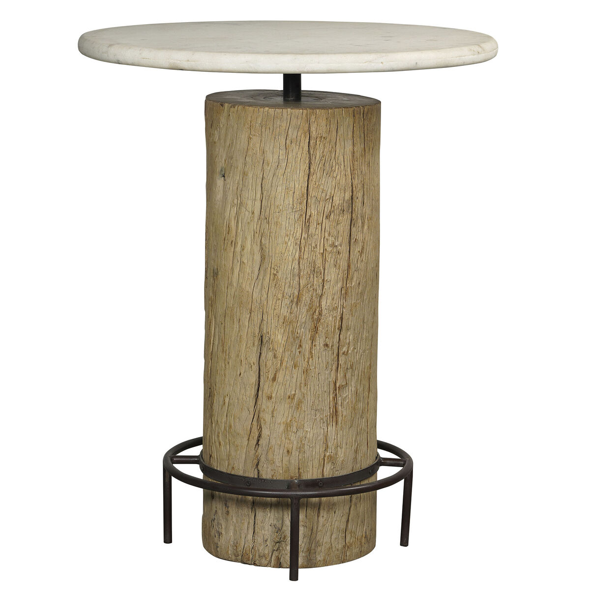 Tafel Home ESPRIT Wit Natuurlijk Marmer Teakhout 90 x 90 x 114 cm