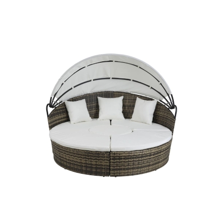Tuinbed DKD Home Decor Wit Aluminium Staal Synthetische rotan 175 x 175 x 145 cm